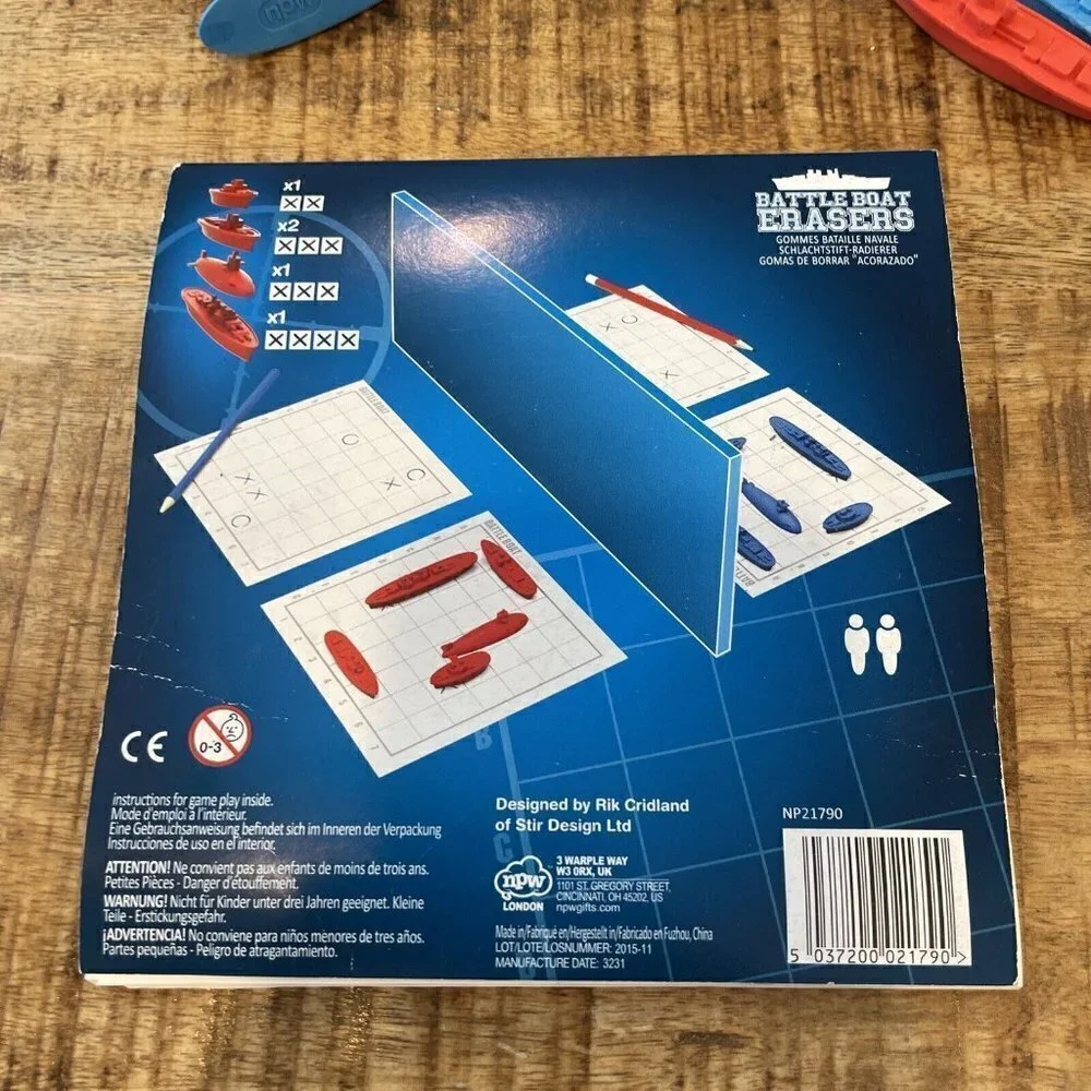 Battle Boat Erasers Game Set by NPW Battleships Naval Ships Preowned